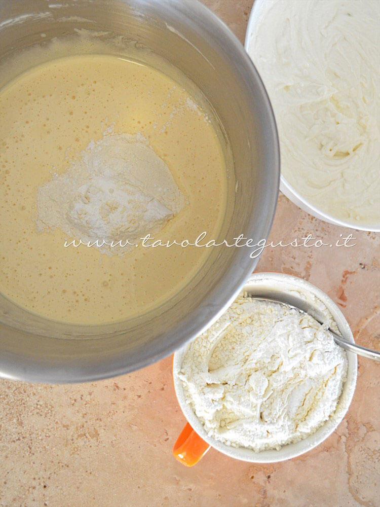 Aggiungere 2 cucchiai di farina - Ricetta Torta ricotta e cioccolato Aggiungere 2 cucchiai di farina - Ricetta Torta ricotta e cioccolato