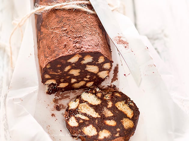 Salame di cioccolato senza uova - Ricetta Salame di cioccolato senza uova- - Ricetta di Tavolartegusto