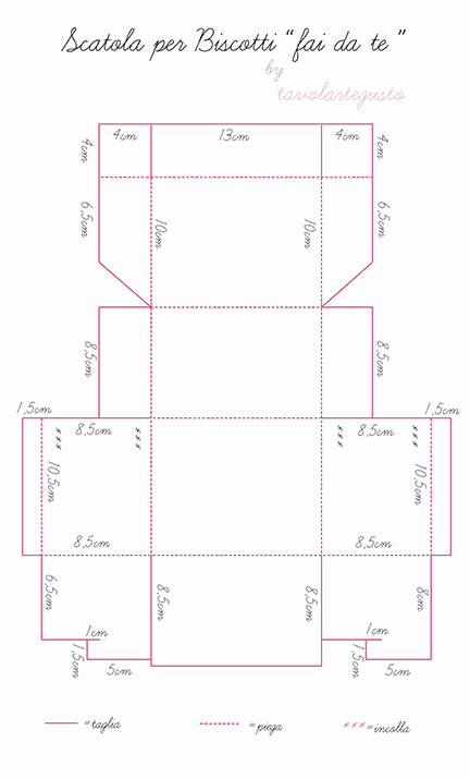 Scatola per biscotti fai da te, con tutorial e pdf scaricabile Scatole di carta fatte a mano