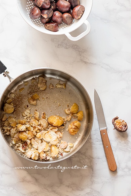 sbucciare le castagne per montebianco