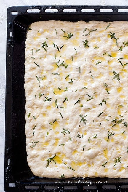 Aggiungere olio e sale - Ricetta Focaccia