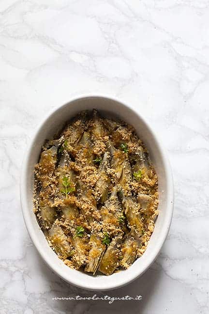 Carciofi al forno gratinati - Ricetta Carciofi al forno