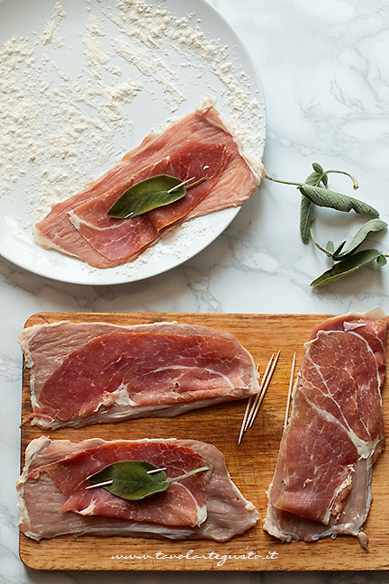 fettine di vitello con prosciutto crudo e salvia - Ricetta Saltimbocca alla romana