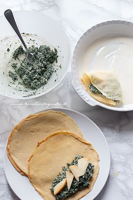 come fare le crespelle ricotta e spinaci - Ricetta Crepes ricotta e spinaci