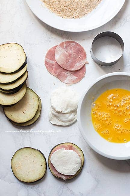 farcire i medaglioni di melanzane -Ricetta Cordon Bleu di melanzane