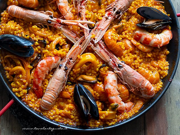 paella - Ricetta paella di pesce (paella de mariscos)-