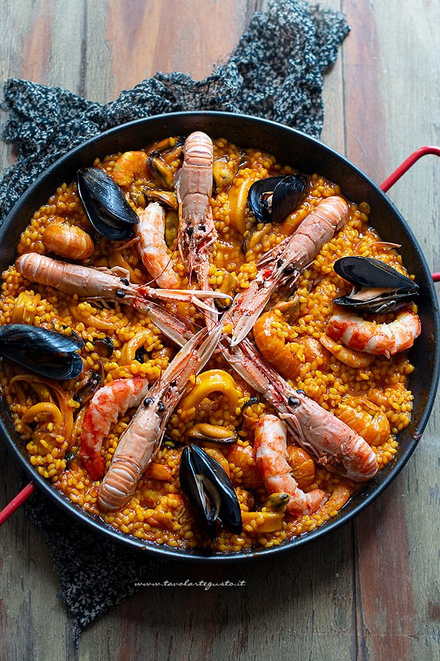 paella - Ricetta paella di pesce (paella de mariscos)