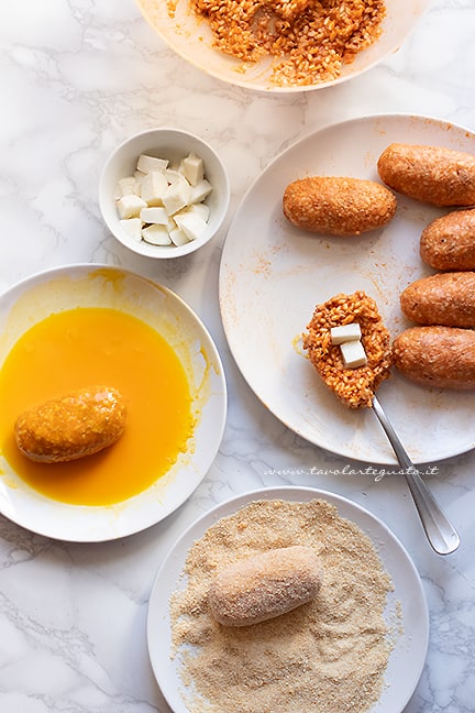 come formare i suppli di riso - Ricetta Supplì al telefono