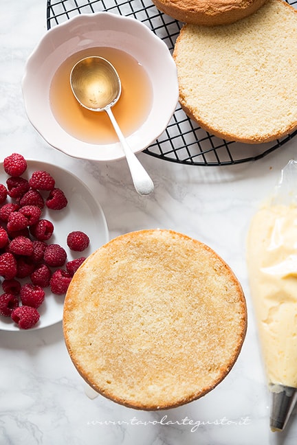 Bagnare la torta ai lamponi