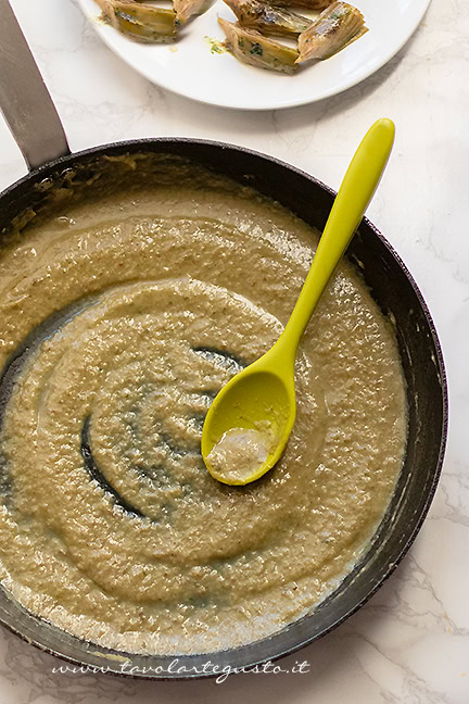 frullare i carciofi per risotto ai carciofi