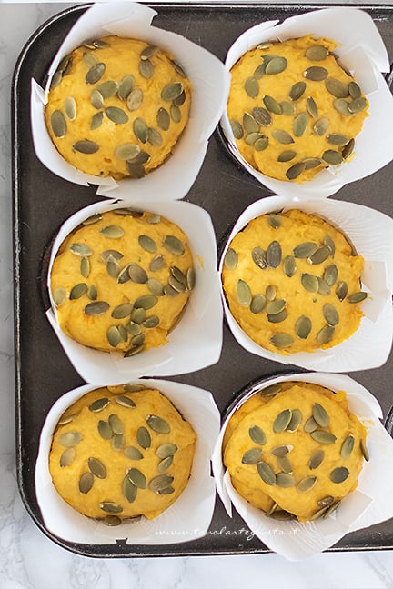 muffin alla zucca pronti da cuocere