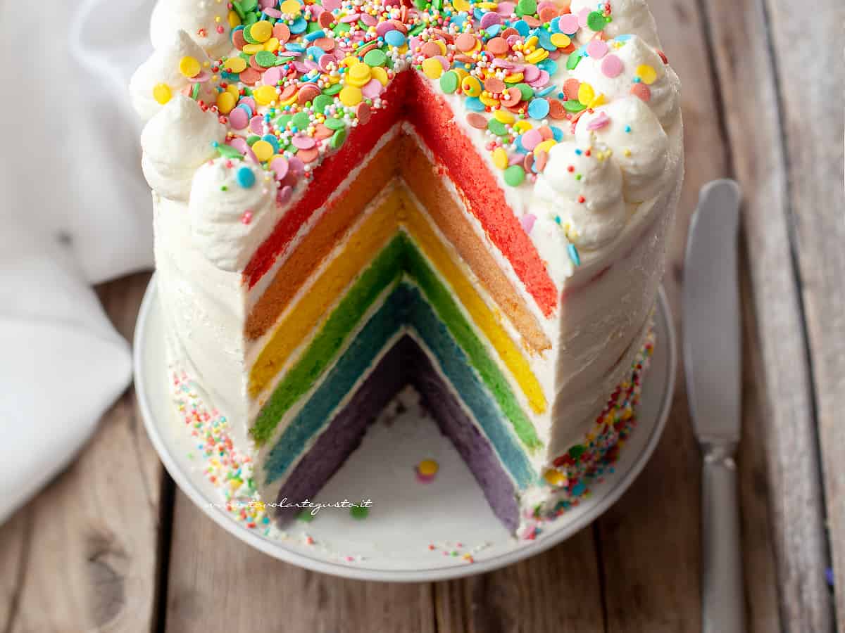 torta arcobaleno rainbow cake - Ricetta di Tavolartegusto