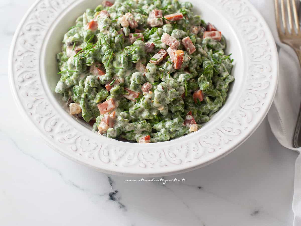 Spatzle spinaci (Gnocchetti verdi tirolesi): la Variante tradizionale  trentina