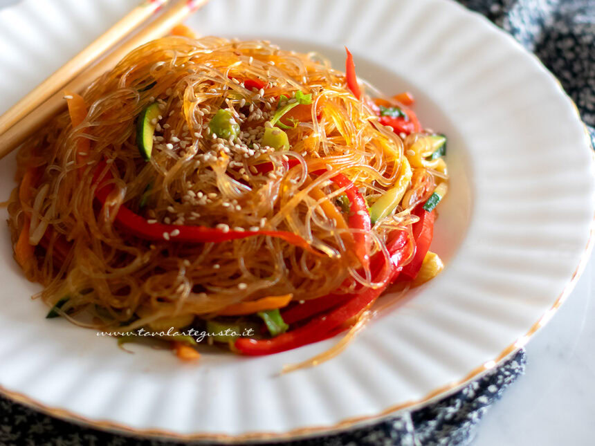 spaghetti di soia - spaghetti di soia con verdure