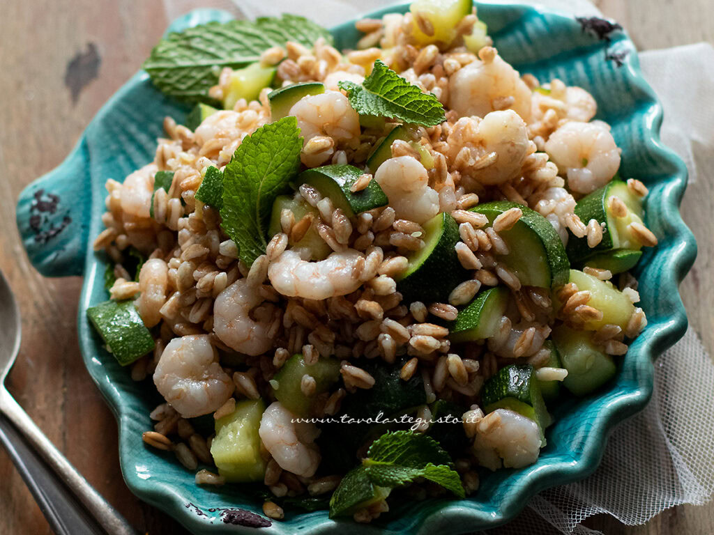 farro zucchine e gamberetti