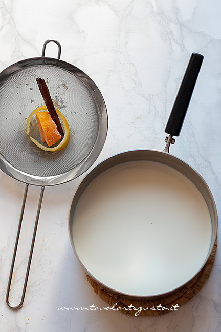 filtrare gli aromi nella crema catalana