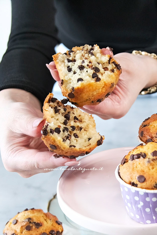muffin con gocce di cioccolato sofficissimi