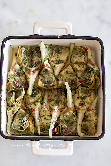 cottura dei carciofi al forno